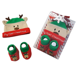 'My First Christmas' Reindeer Hat & Booties Set