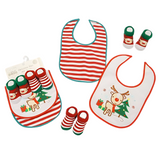 Reindeer Themed Christmas Bibs & Socks Set