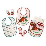 Robin Themed Christmas Bibs & Socks Set